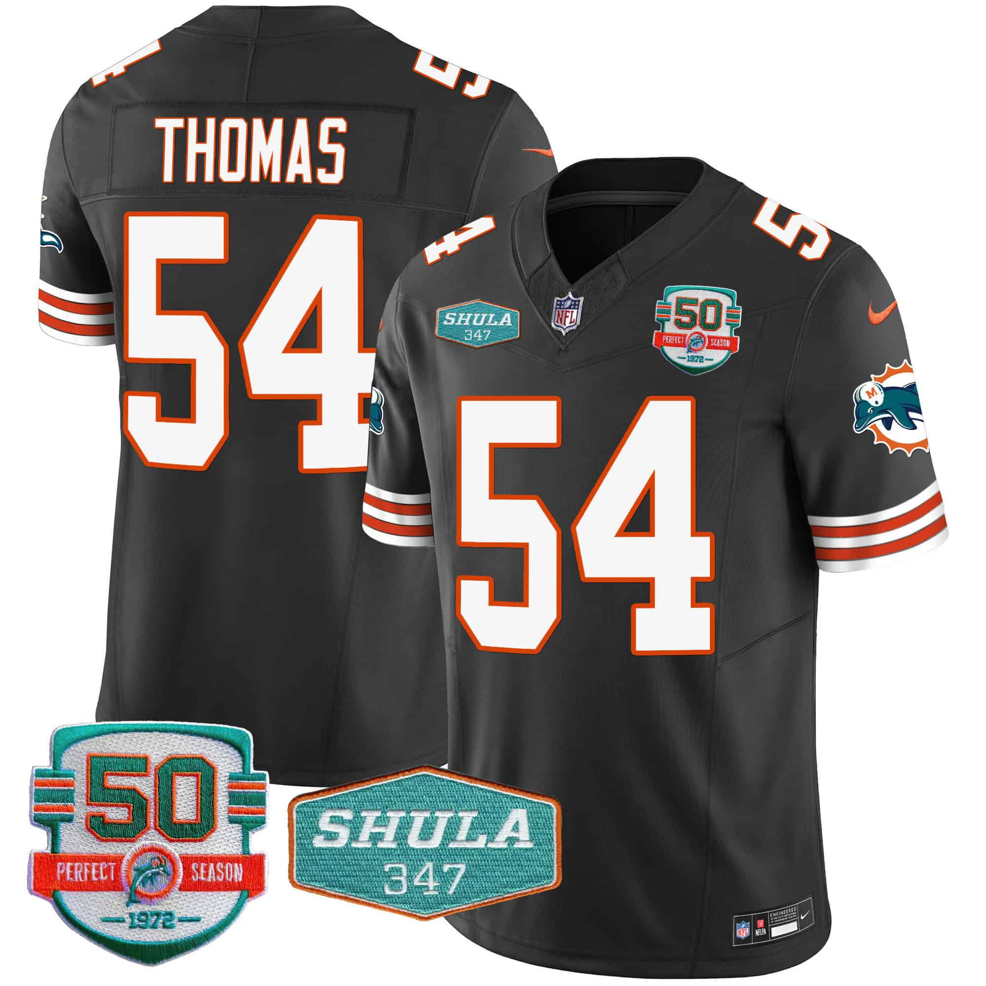 Men Miami Dolphins #54 Thomas Black 2024 Nike Throwback Shula 347 Patch Vapor NFL Jersey style 1->indianapolis colts->NFL Jersey